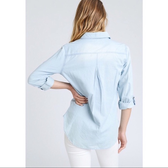 Light Wash Denim Button Down Shirt - Picture 3 of 3